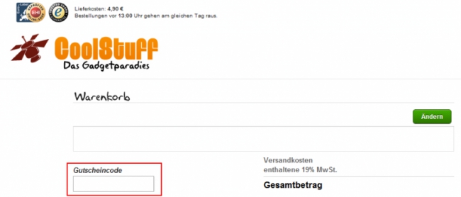 So lösen Sie einen Coolstuff Gutschein/Rabattcode ein